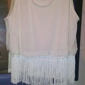 White Fringed Blouse